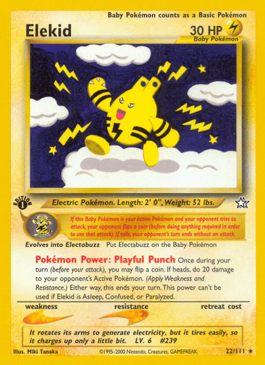 Carta Elekid 22/111 do set Neo Genesis — Pokémon TCG | Bynx