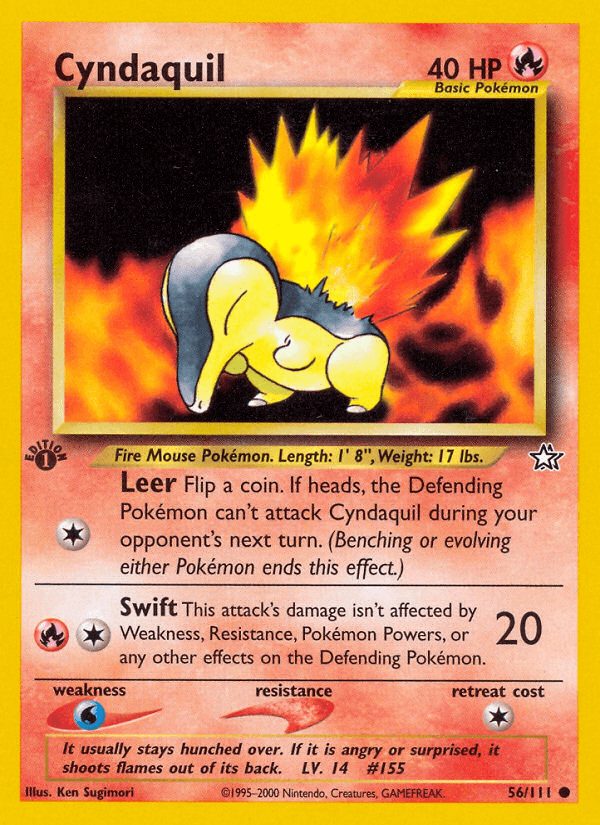 Carta Cyndaquil 56/111 do set Neo Genesis — Pokémon TCG | Bynx