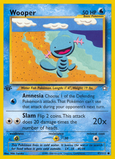 Carta Wooper 82/111 do set Neo Genesis — Pokémon TCG | Bynx