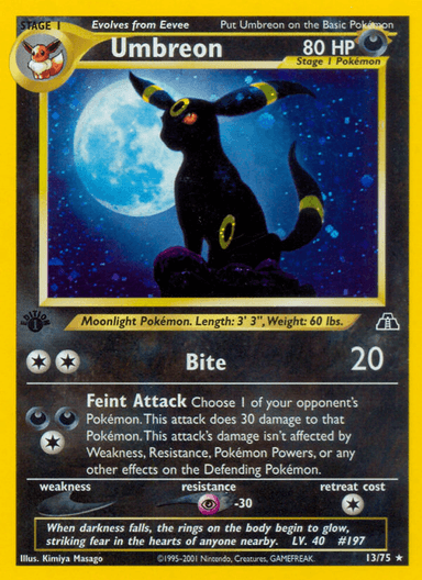 Carta Umbreon 13/75 do set Neo Discovery — Pokémon TCG | Bynx