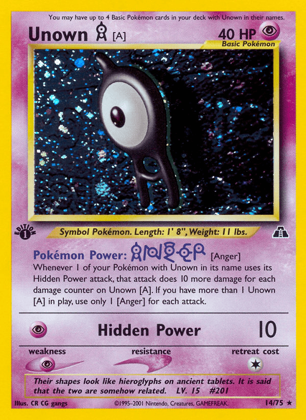 Carta Unown [A] 14/75 do set Neo Discovery — Pokémon TCG | Bynx