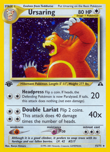 Carta Ursaring 15/75 do set Neo Discovery — Pokémon TCG | Bynx