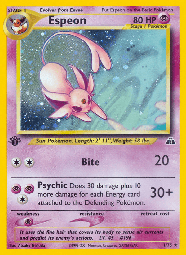 Carta Espeon 1/75 do set Neo Discovery — Pokémon TCG | Bynx