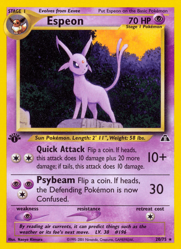 Carta Espeon 20/75 do set Neo Discovery — Pokémon TCG | Bynx