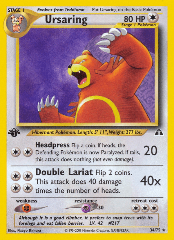 Carta Ursaring 34/75 do set Neo Discovery — Pokémon TCG | Bynx