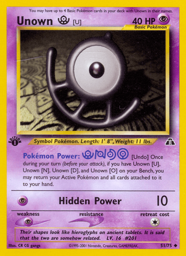 Carta Unown [U] 51/75 do set Neo Discovery — Pokémon TCG | Bynx