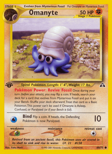 Carta Omanyte 60/75 do set Neo Discovery — Pokémon TCG | Bynx