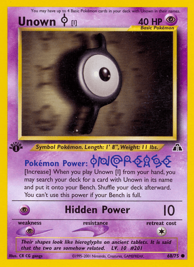 Carta Unown [I] 68/75 do set Neo Discovery — Pokémon TCG | Bynx