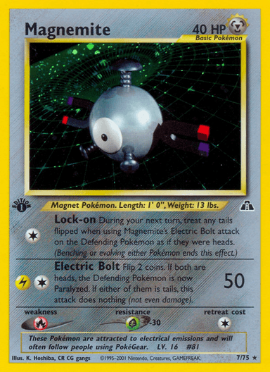 Carta Magnemite 7/75 do set Neo Discovery — Pokémon TCG | Bynx