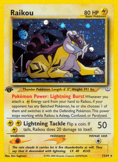 Carta Raikou 13/64 do set Neo Revelation — Pokémon TCG | Bynx
