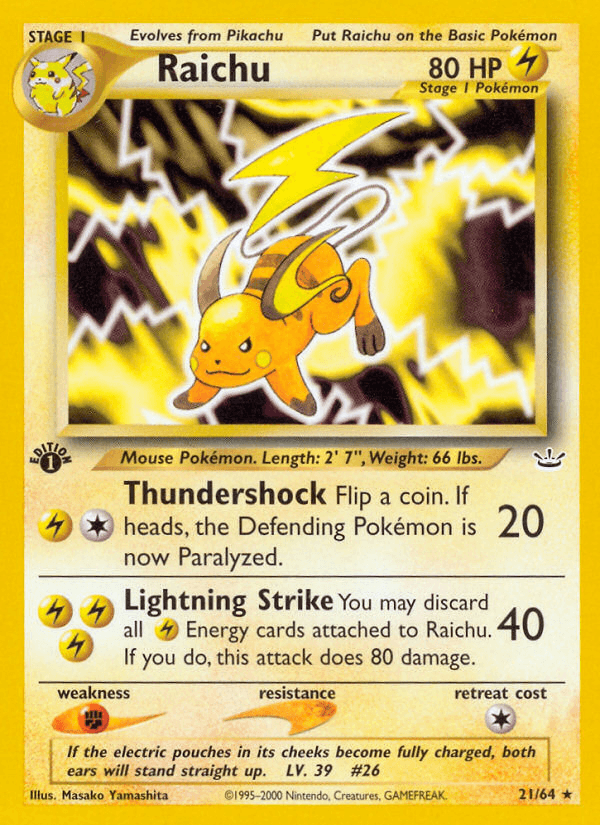 Carta Raichu 21/64 do set Neo Revelation — Pokémon TCG | Bynx