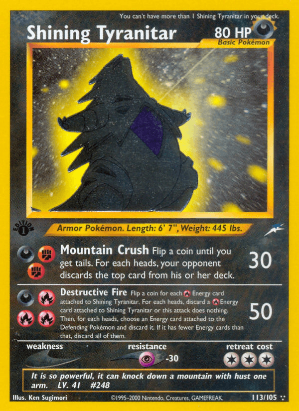 Carta Shining Tyranitar 113/105 do set Neo Destiny — Pokémon TCG | Bynx