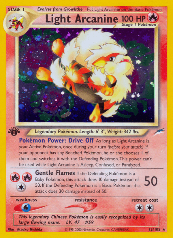 Carta Light Arcanine 12/105 do set Neo Destiny — Pokémon TCG | Bynx