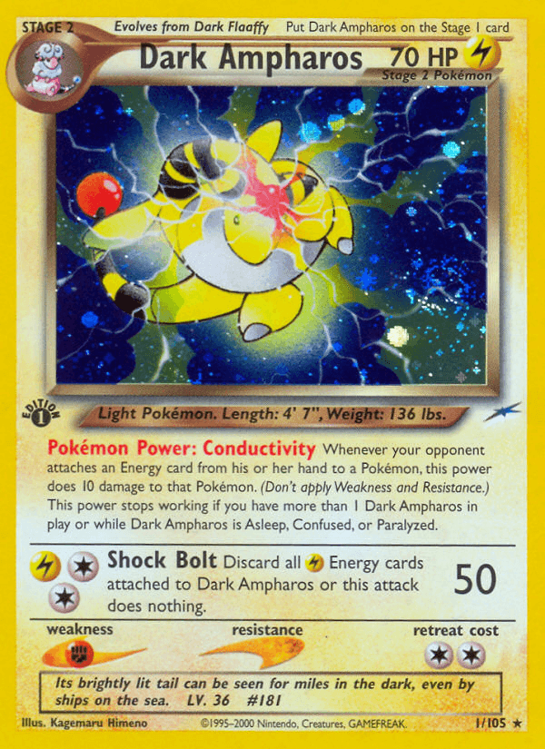 Carta Dark Ampharos 1/105 do set Neo Destiny — Pokémon TCG | Bynx