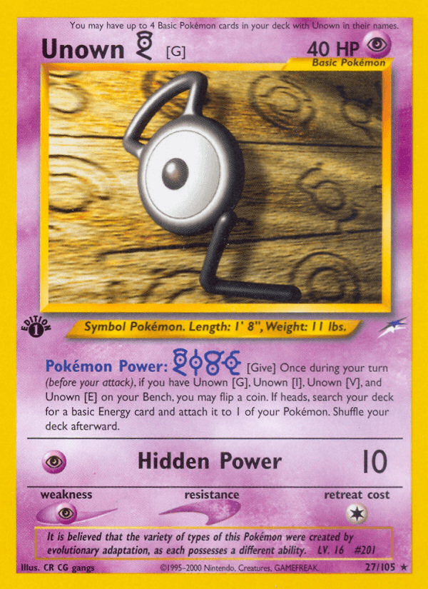 Carta Unown [G] 27/105 do set Neo Destiny — Pokémon TCG | Bynx