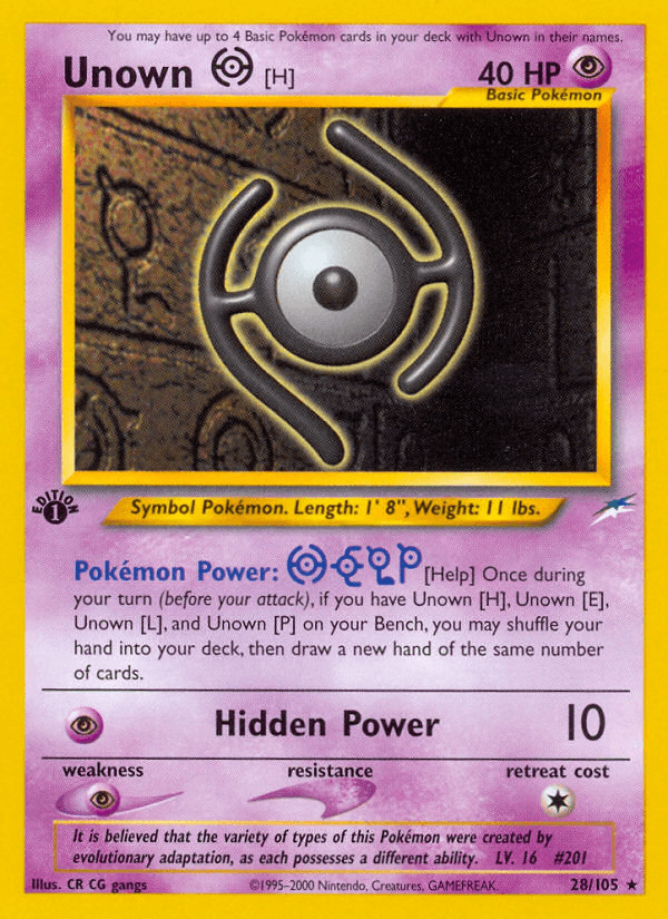 Carta Unown [H] 28/105 do set Neo Destiny — Pokémon TCG | Bynx
