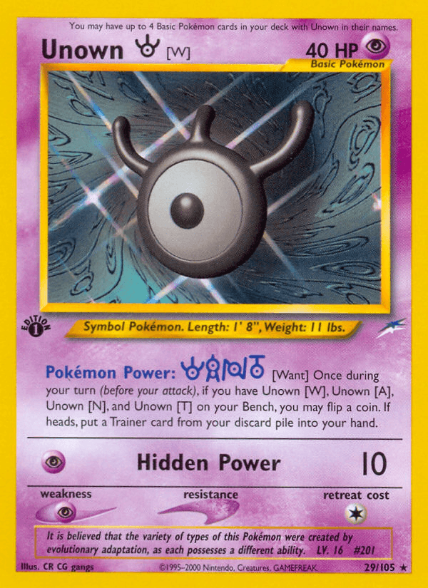 Carta Unown [W] 29/105 do set Neo Destiny — Pokémon TCG | Bynx