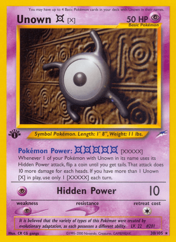 Carta Unown [X] 30/105 do set Neo Destiny — Pokémon TCG | Bynx
