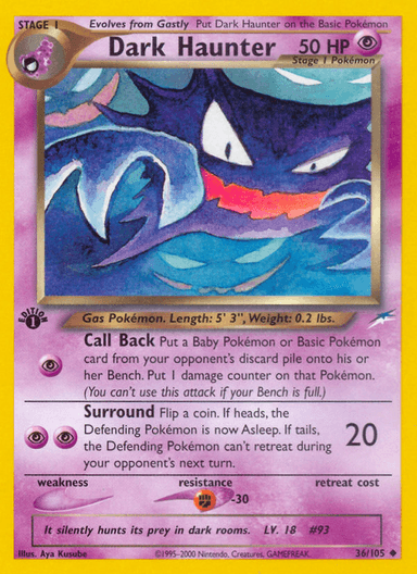 Carta Dark Haunter 36/105 do set Neo Destiny — Pokémon TCG | Bynx