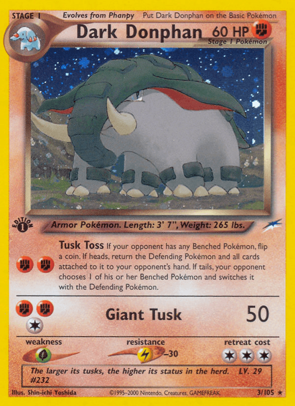 Carta Dark Donphan 3/105 do set Neo Destiny — Pokémon TCG | Bynx