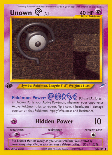 Carta Unown [C] 57/105 do set Neo Destiny — Pokémon TCG | Bynx