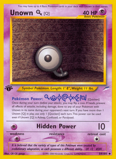 Carta Unown [Q] 59/105 do set Neo Destiny — Pokémon TCG | Bynx