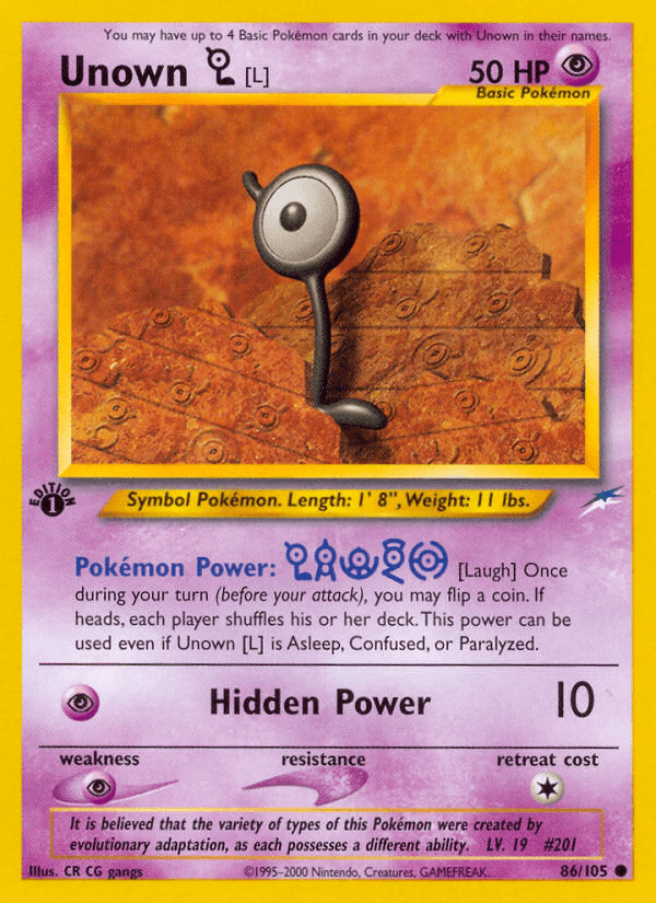 Carta Unown [L] 86/105 do set Neo Destiny — Pokémon TCG | Bynx