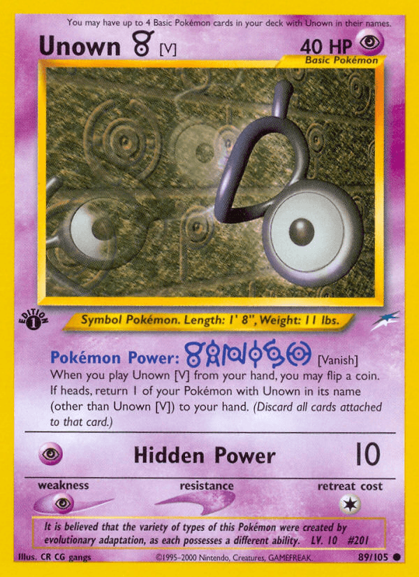 Carta Unown [V] 89/105 do set Neo Destiny — Pokémon TCG | Bynx
