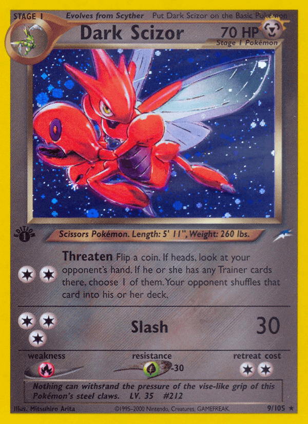 Carta Dark Scizor 9/105 do set Neo Destiny — Pokémon TCG | Bynx