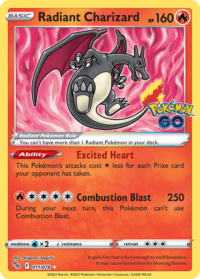 Carta Radiant Charizard 11/78 do set Pokémon GO — Pokémon TCG | Bynx
