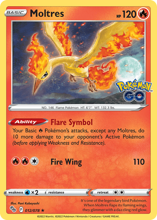 Carta Moltres 12/78 do set Pokémon GO — Pokémon TCG | Bynx