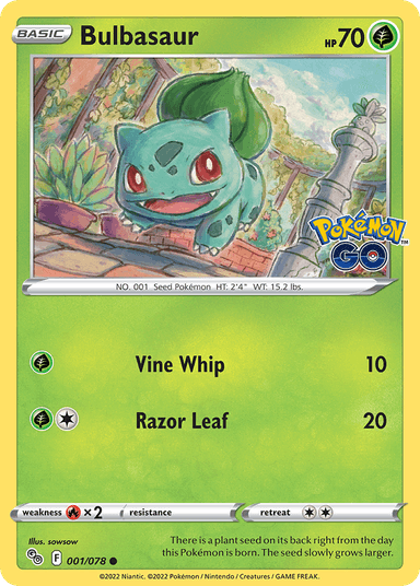 Carta Bulbasaur 1/78 do set Pokémon GO — Pokémon TCG | Bynx