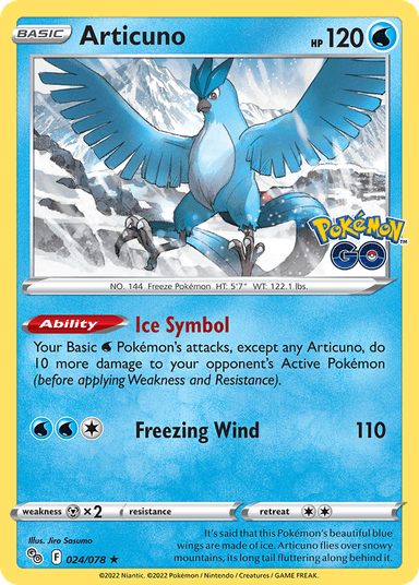 Carta Articuno 24/78 do set Pokémon GO — Pokémon TCG | Bynx