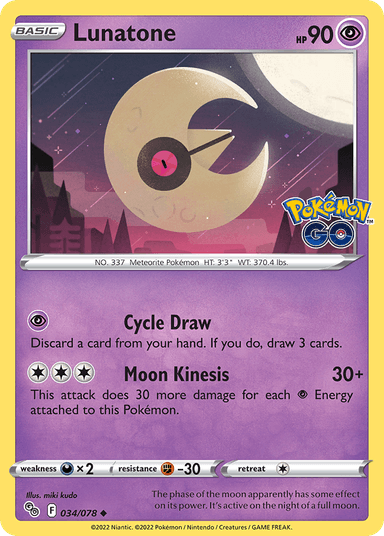 Carta Lunatone 34/78 do set Pokémon GO — Pokémon TCG | Bynx