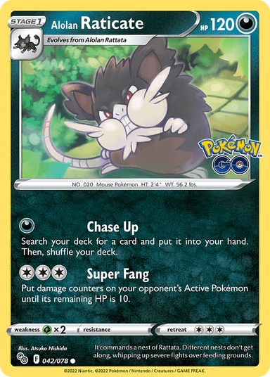 Carta Alolan Raticate 42/78 do set Pokémon GO — Pokémon TCG | Bynx