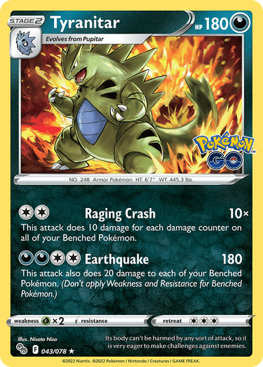 Carta Tyranitar 43/78 do set Pokémon GO — Pokémon TCG | Bynx
