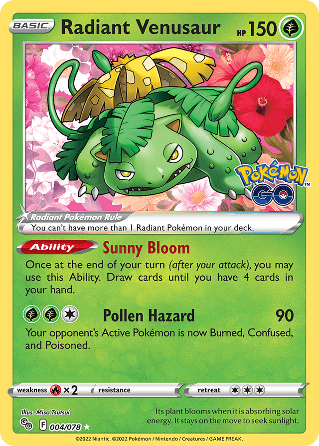 Carta Radiant Venusaur 4/78 do set Pokémon GO — Pokémon TCG | Bynx