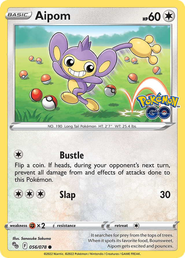 Carta Aipom 56/78 do set Pokémon GO — Pokémon TCG | Bynx