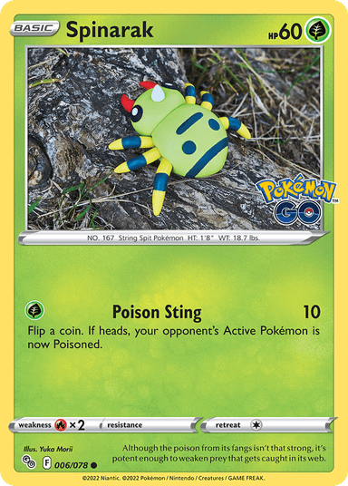 Carta Spinarak 6/78 do set Pokémon GO — Pokémon TCG | Bynx