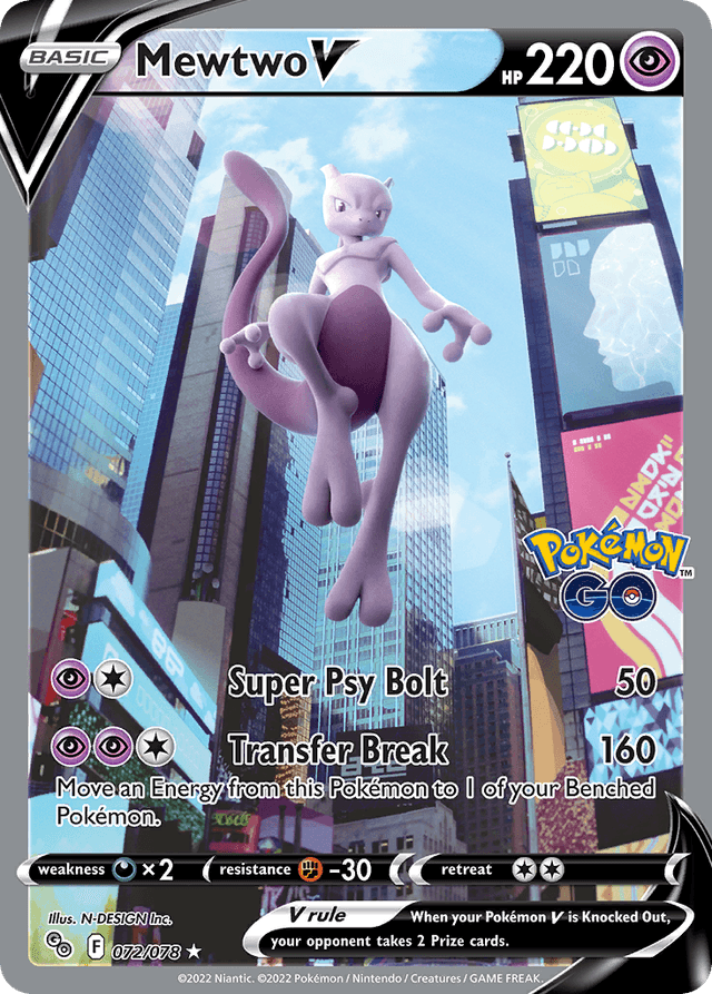 Carta Mewtwo V 72/78 do set Pokémon GO — Pokémon TCG | Bynx