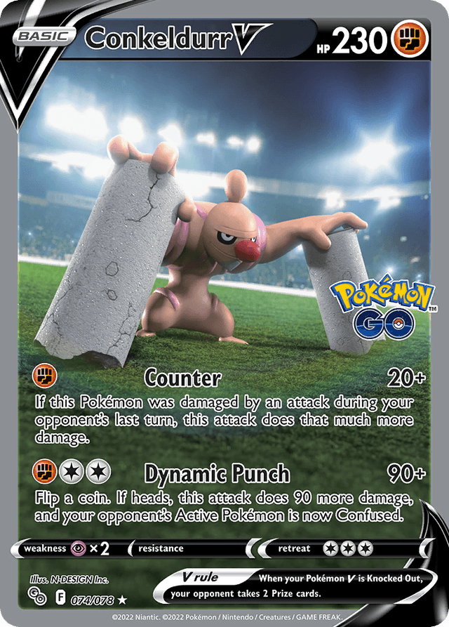 Carta Conkeldurr V 74/78 do set Pokémon GO — Pokémon TCG | Bynx