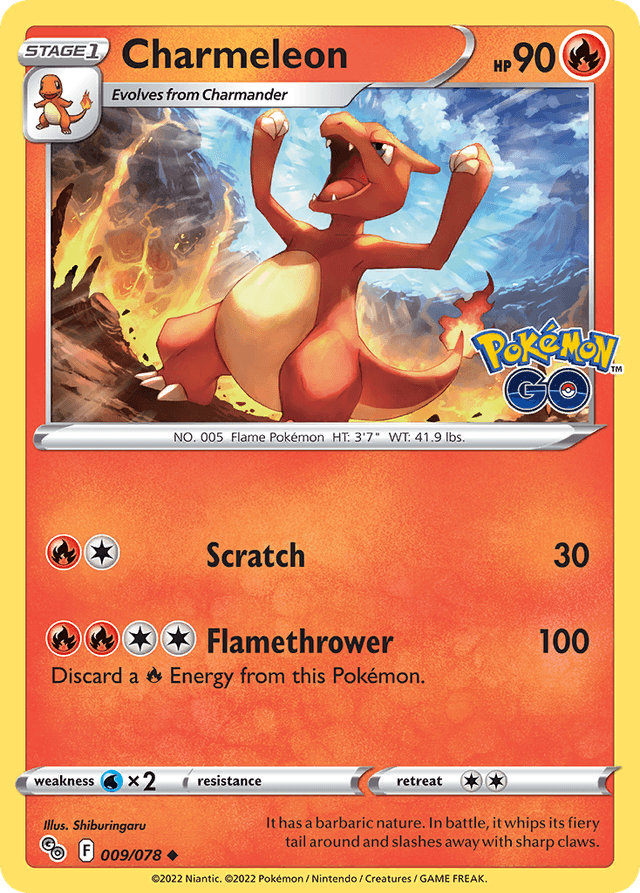 Carta Charmeleon 9/78 do set Pokémon GO — Pokémon TCG | Bynx