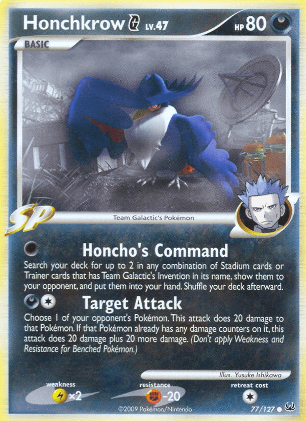 Carta Honchkrow G 77/127 do set Platinum — Pokémon TCG | Bynx