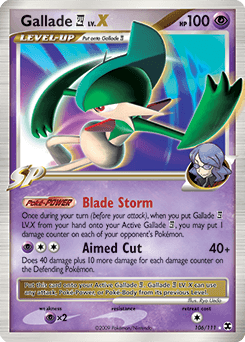 Carta Gallade E4 LV.X 106 do set Rising Rivals — Pokémon TCG | Bynx