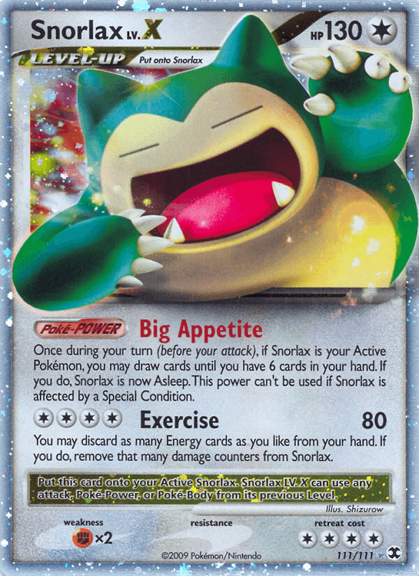 Carta Snorlax LV.X 111/111 do set Rising Rivals — Pokémon TCG | Bynx