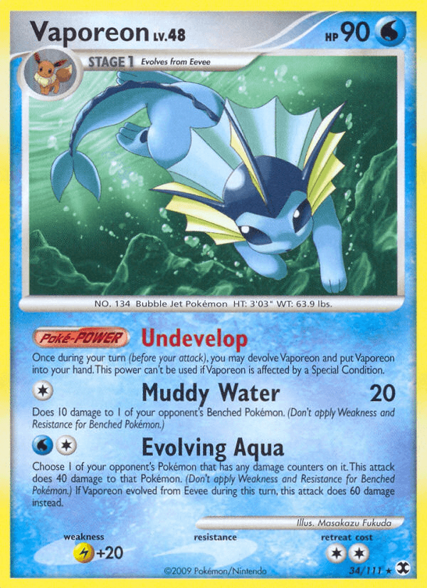 Carta Vaporeon 34/111 do set Rising Rivals — Pokémon TCG | Bynx