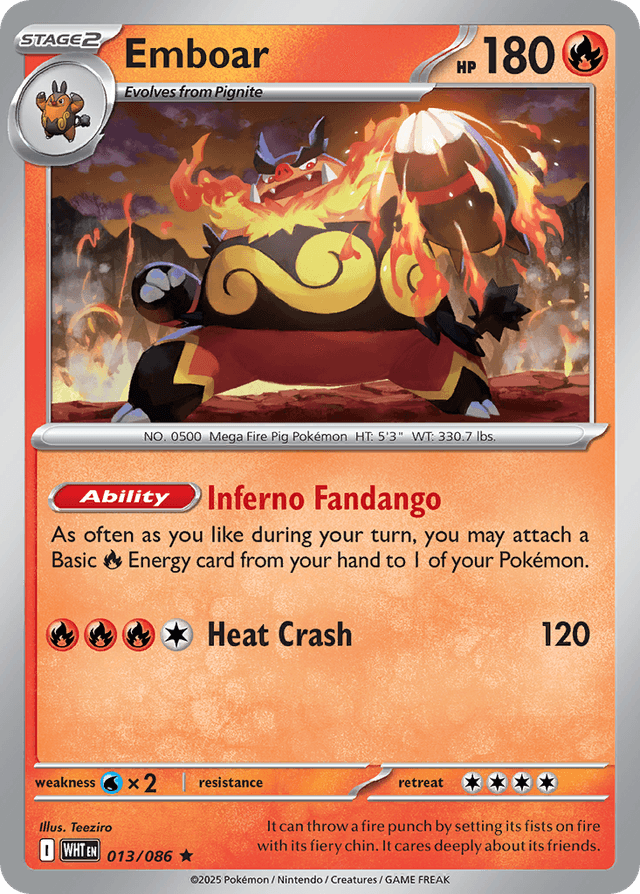 Carta Emboar 13/86 do set White Flare — Pokémon TCG | Bynx