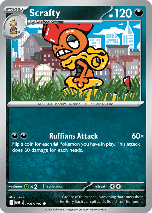 Carta Scrafty 58/86 do set White Flare — Pokémon TCG | Bynx