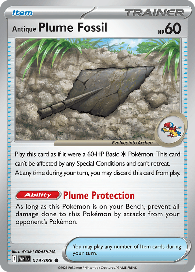 Carta Antique Plume Fossil 79/86 do set White Flare — Pokémon TCG | Bynx