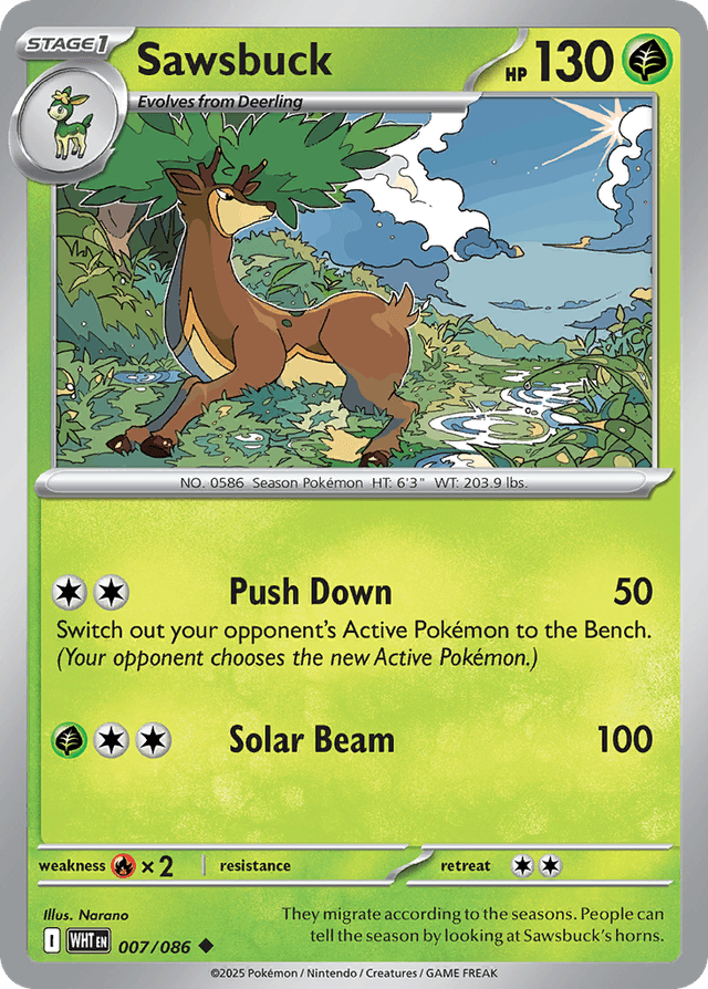 Carta Sawsbuck 7/86 do set White Flare — Pokémon TCG | Bynx